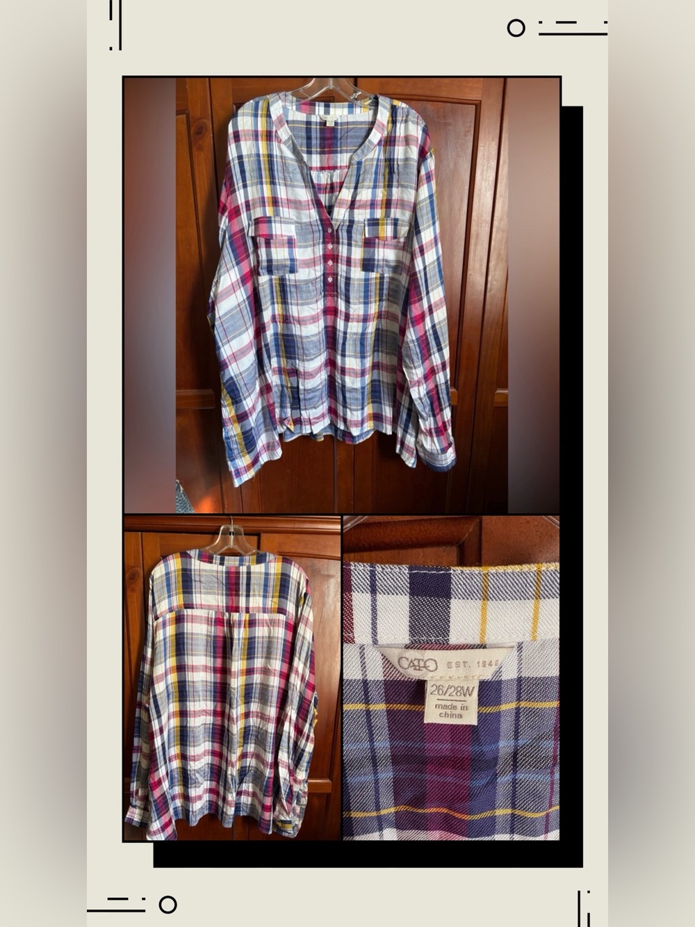 Cato Multicolor Plaid Shirt #1273
